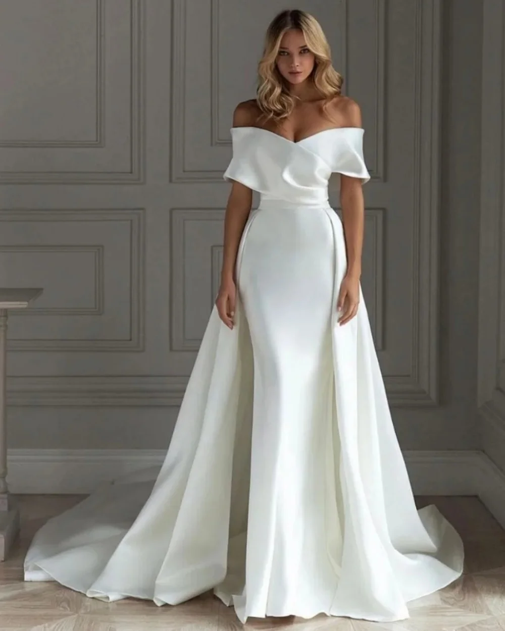 

Customized Elegant Formal Jersey Ruched Prom Dreasses Off-the-shoulder Sleeveless Mermaid Evening Dresses Chic Robes De Soirée
