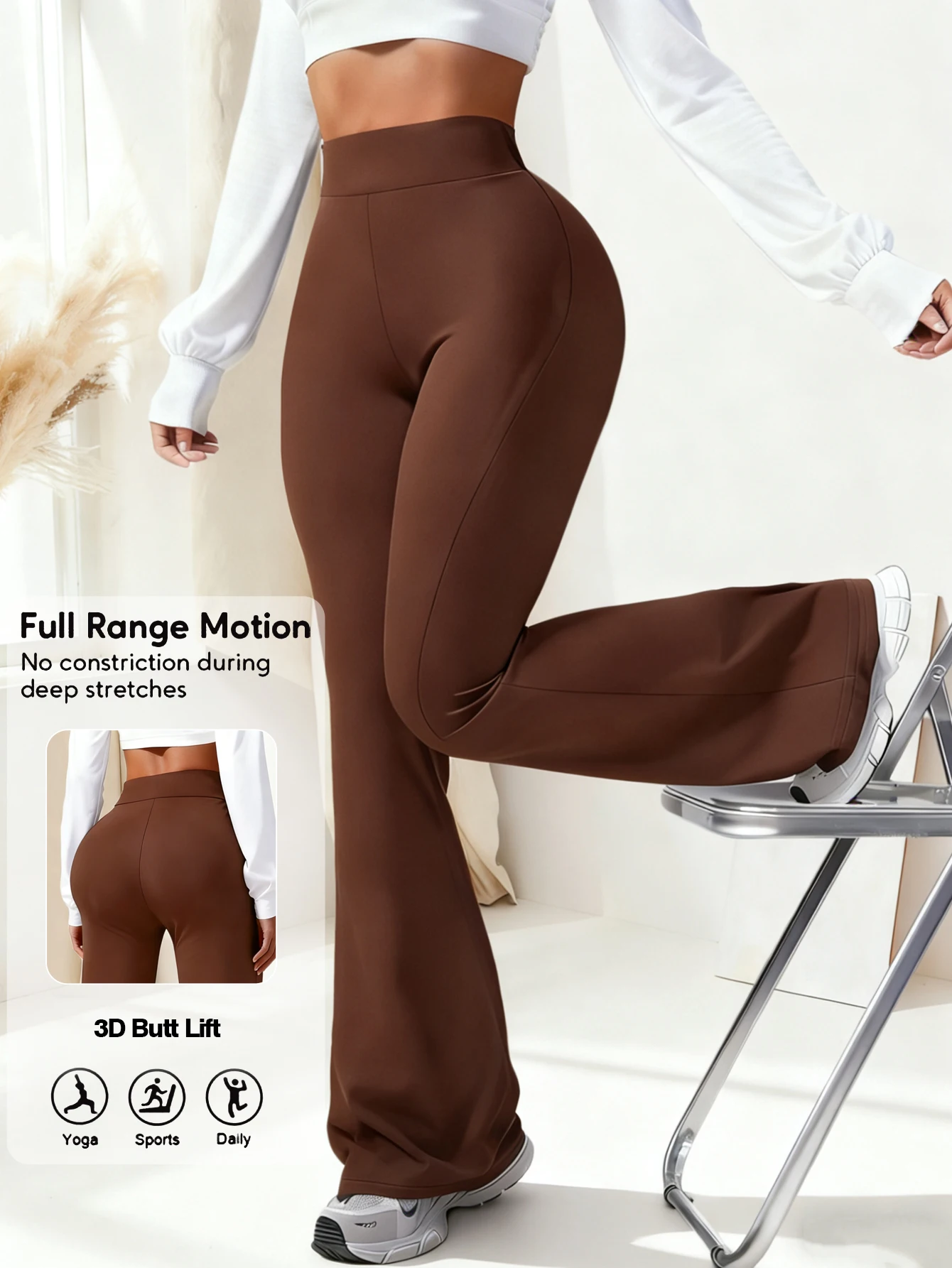 

Женские расклешенные брюки для йоги с высокой талией, 3d подтяжка ягодиц, эластичные леггинсы-клеш для занятий спортом в тренажерном зале, повседневная одежда