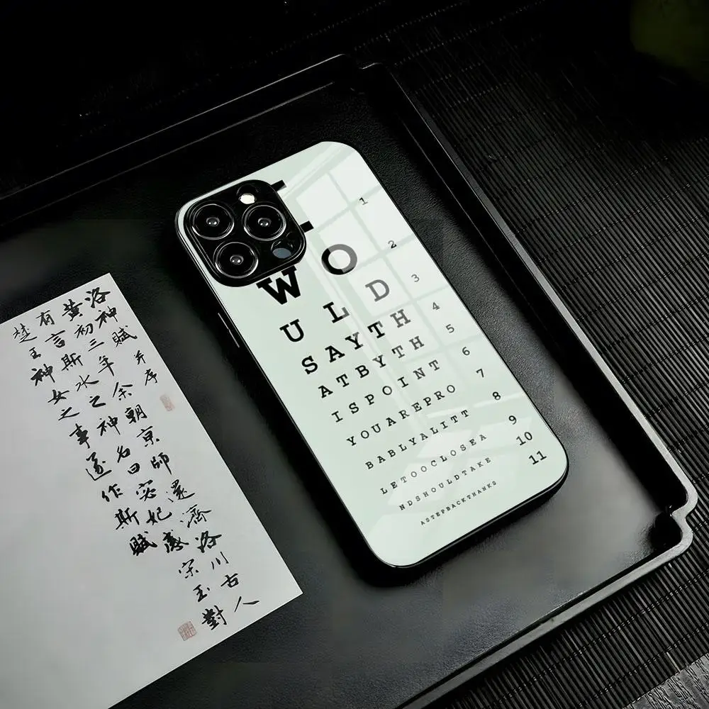 Medical Eye Vision Chart Phone Case for Iphone 15 13 12 14 11 Pro Max Mini X Xr Xs 8 7 Puls 6 glass cover