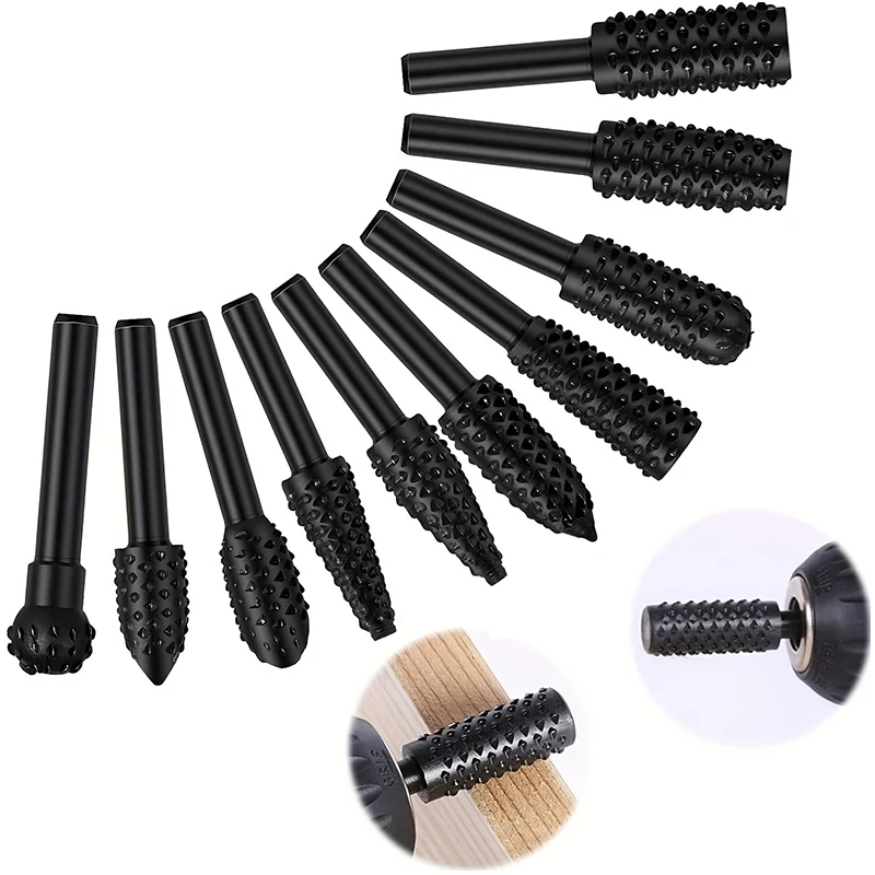 Wood Carving File Rasp Drill Bit, 1/4