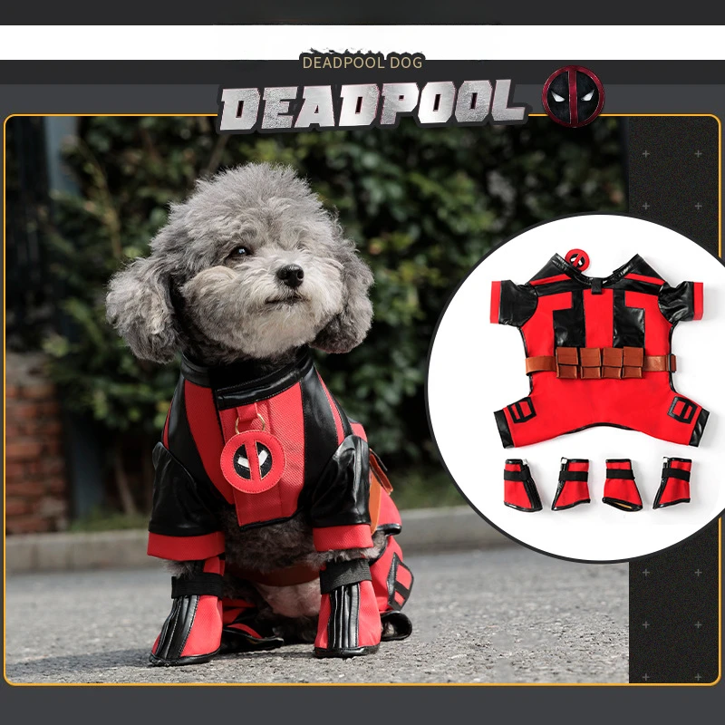 Film Deadpool Costume Cosplay Pet Cos abiti cani gatti abbigliamento supereroe costumi per feste di carnevale di Halloween