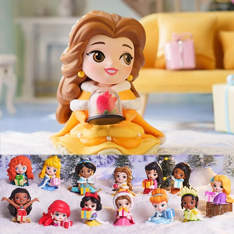 Disney Princess Winter Gifts Series Mulan Merida Belle Rapunzel Pocahontas Tiana Moana Ariel Snowwhite Action Figure Toys