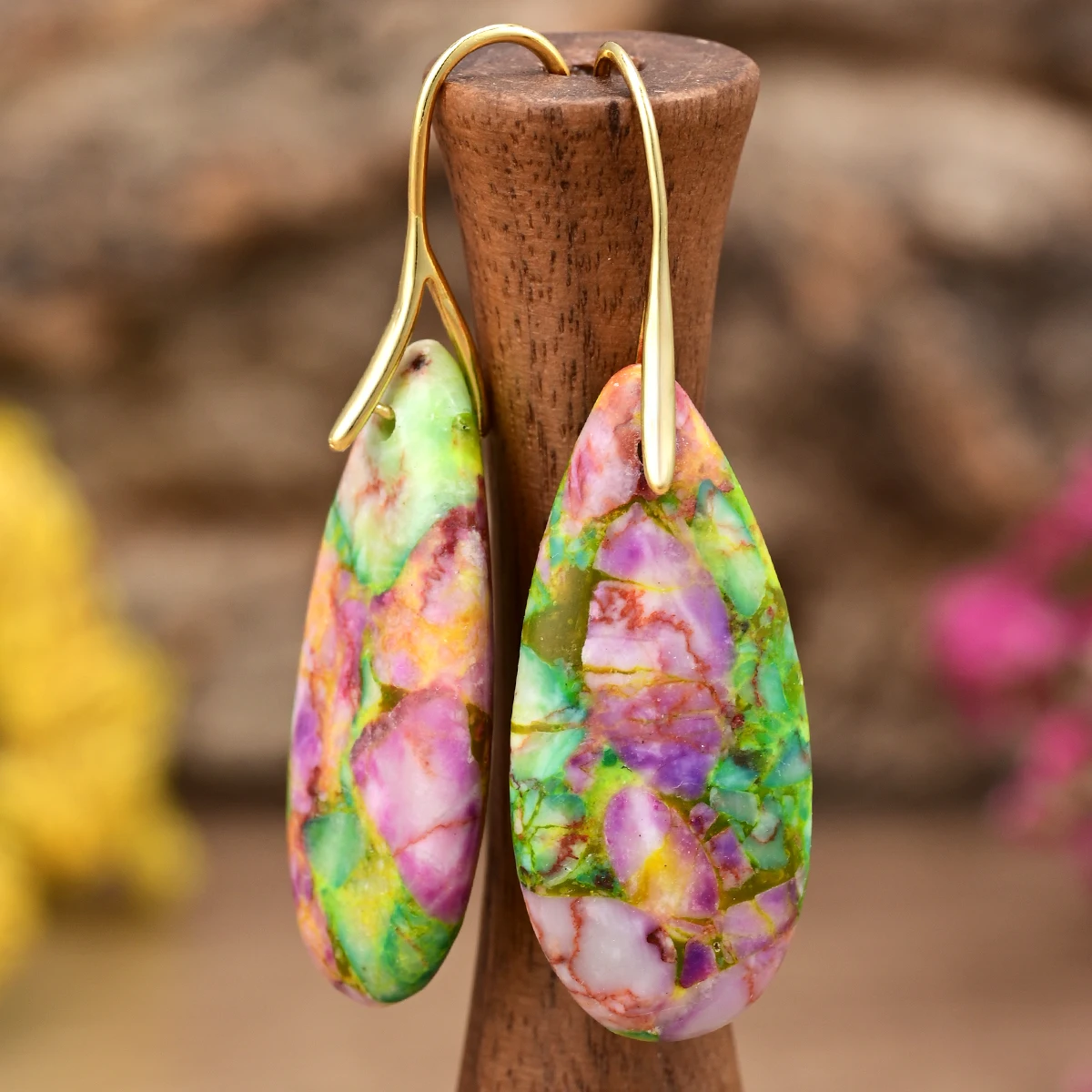 Frühling/Sommer Böhmische Natürliche Kaiserstein Lange Tropfenohrringe Damenschmuck