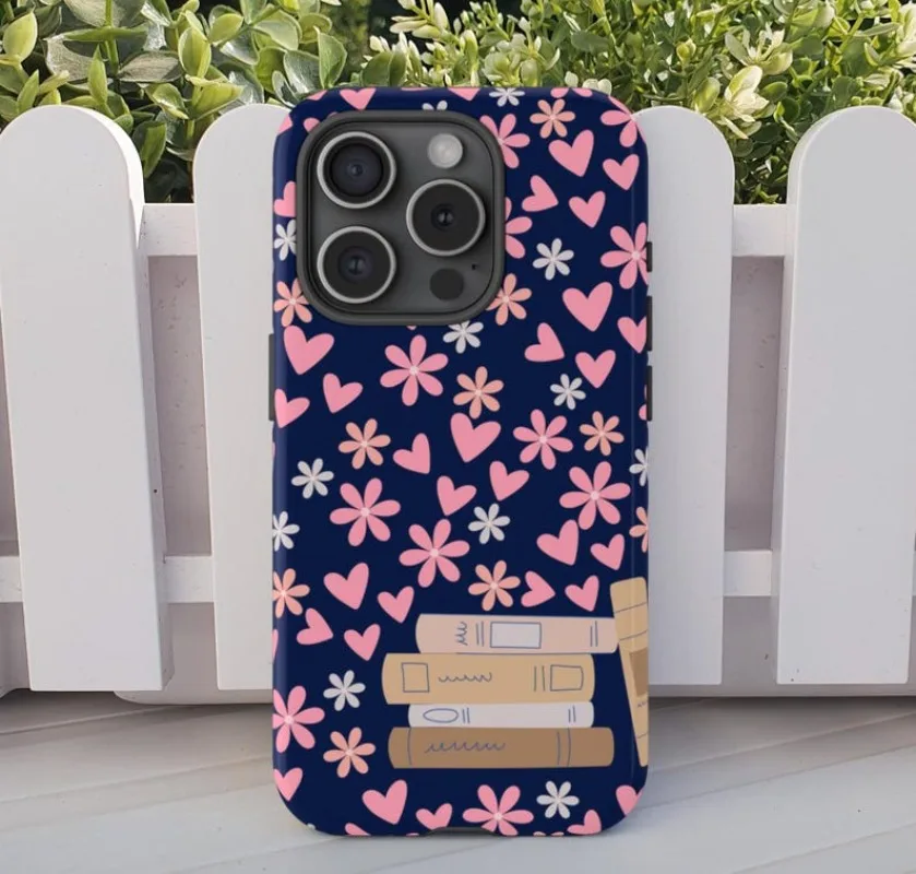 Floral Book  Love Heart Book Flower Phone Case For IPHONE 16 15PRO MAX 14 13 12 11 Acrylic TPU Two in one magnetic Phone Cases