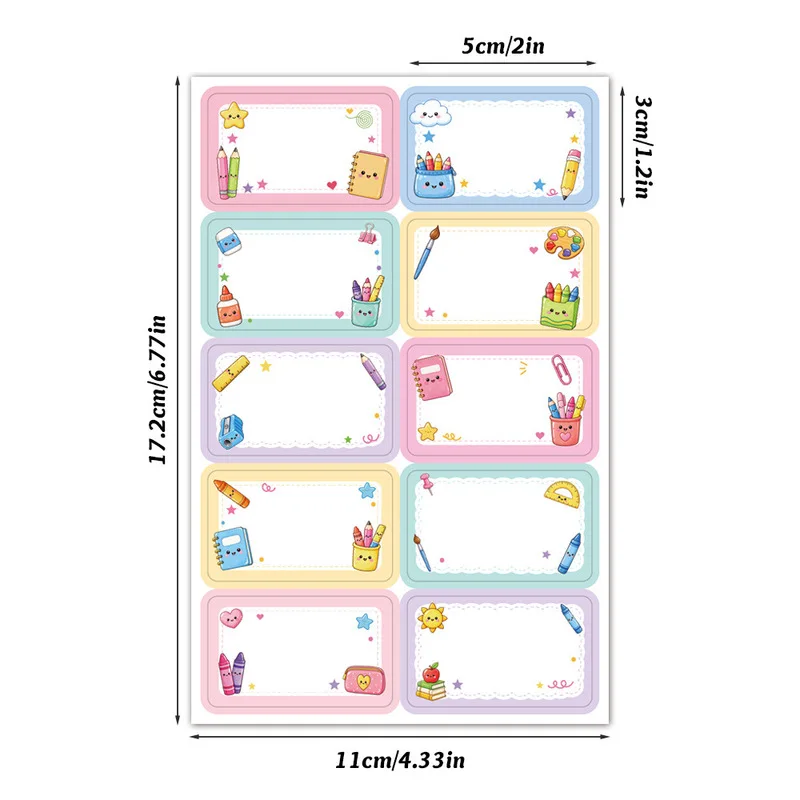 100 Pcs/10 Sheets Name Label Stickers, Blank Write-On Tags, Self-Adhesive, For School, Notebook, Water Bottle, Pencil Case