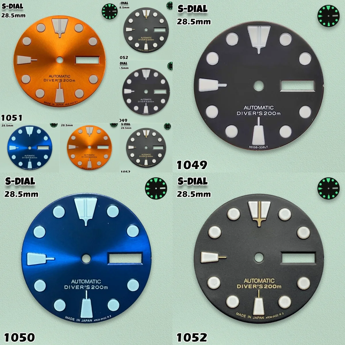 

Механизмы SKO NH36 с логотипом S, циферблат SKX007 28,5 мм, зеленый люминесцентный циферблат, высококачественные часы для мужчин, аксессуары для модификации часов.