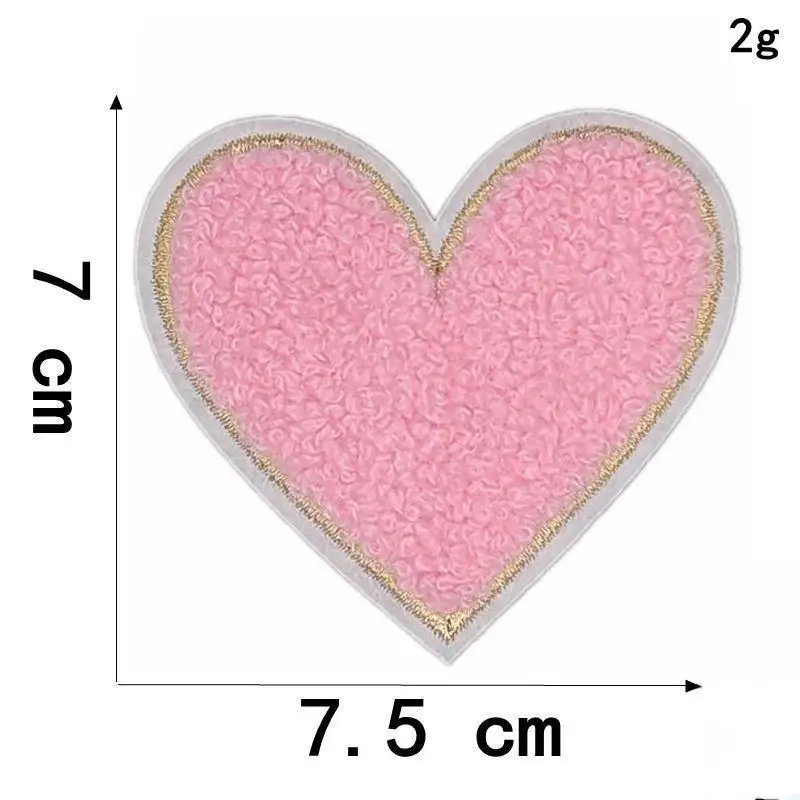 Mehrfarbige Handtuch-Stickerei-Herz-Aufnäher zum Aufbügeln, weich, flauschig, einfach anzubringen, perfekt für DIY-Jacken, Taschen, Bastelarbeiten, Dekorationen. – Detail 3