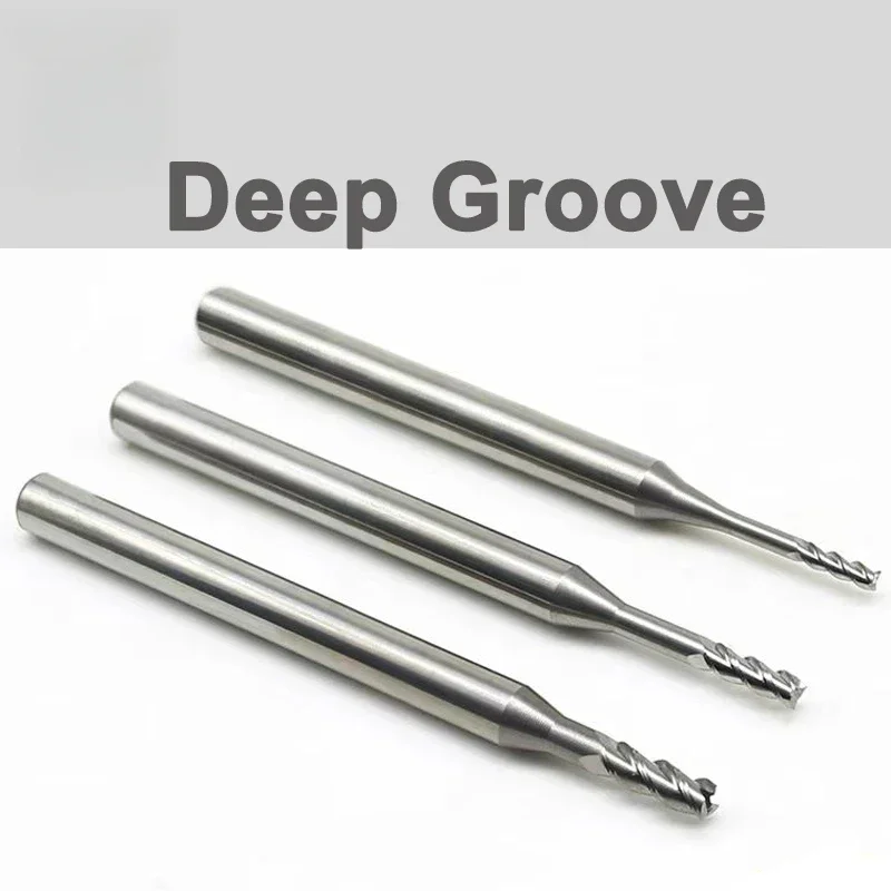 NEW HRC60 Deep Groove Tungsten Carbide End Mills 2 Flutes Long Neck Milling Cutters CNC End Mill For Aluminum Flute 12 16 20mm