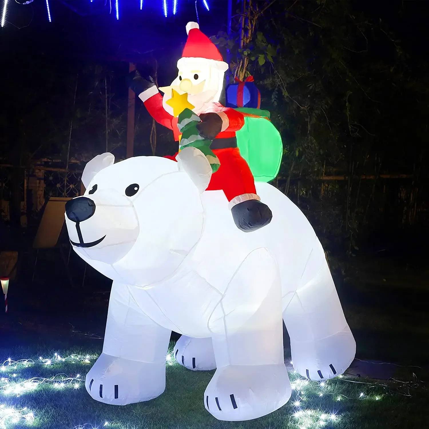 

Christmas Inflatables Shaking Head Polar Bear Outdoor Decoration Santa Blow Up Yard Lawn Décor with LED Lights for Holiday Party