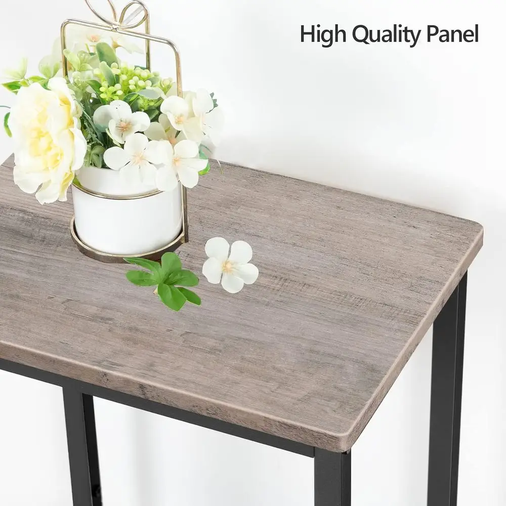 زوج من مقاعد البار ذات الطراز الصناعي باللون الرمادي مع مساند للقدمين، ارتفاع 25.8، للمطبخ وغرفة الطعام BAHG0101Z