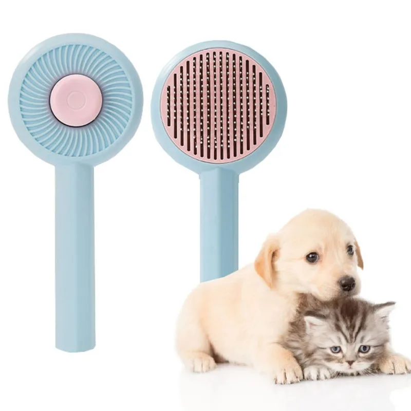 

Pet Needle Comb Cat Dog Hair Cleaning Brush Stainless Steel Beauty Massager Hair Removal And Knotting One-click Hair Removal