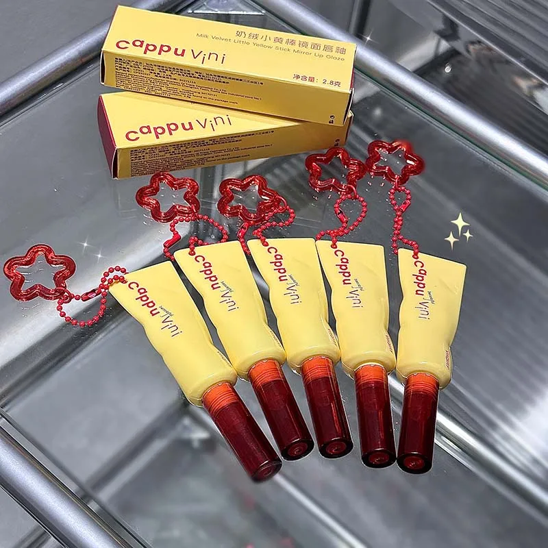 Cappuvini Milk Velvet Yellow Stick, feuchtigkeitsspendende Lippenglasur, langanhaltender, wasserleichter Lippenstift, einfach aufzutragender Make-up-Lipgloss