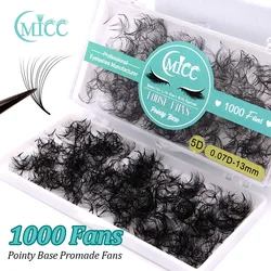1000 Fans Mega Loose Fans Pointy Base Premade Thin Volume Lash Medium Stem Sharp Narrow Cluster Loose Fans Eyelash Extension