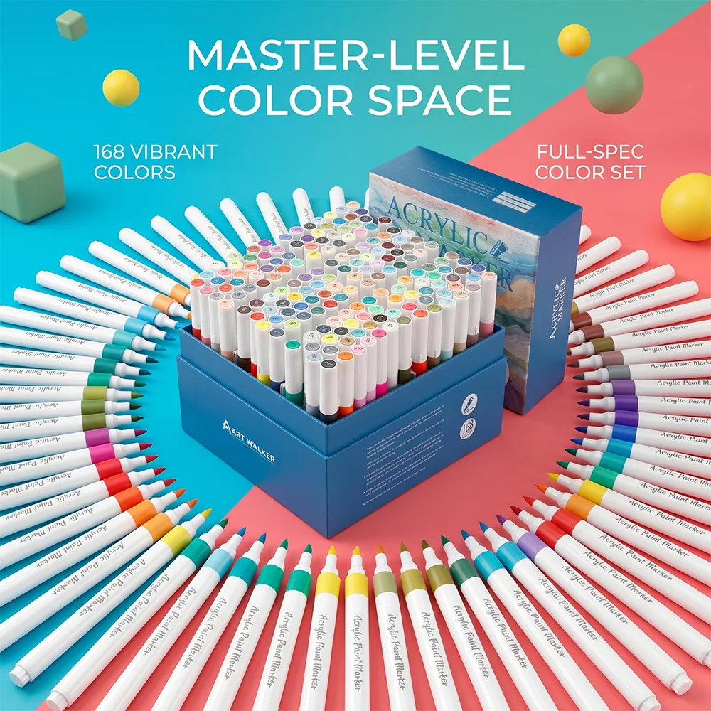120/168 Colors Acrylic Markers Set Professional Painting Waterproof Fast-Drying DIY Graffiti Craft DIY Drawing Supplies