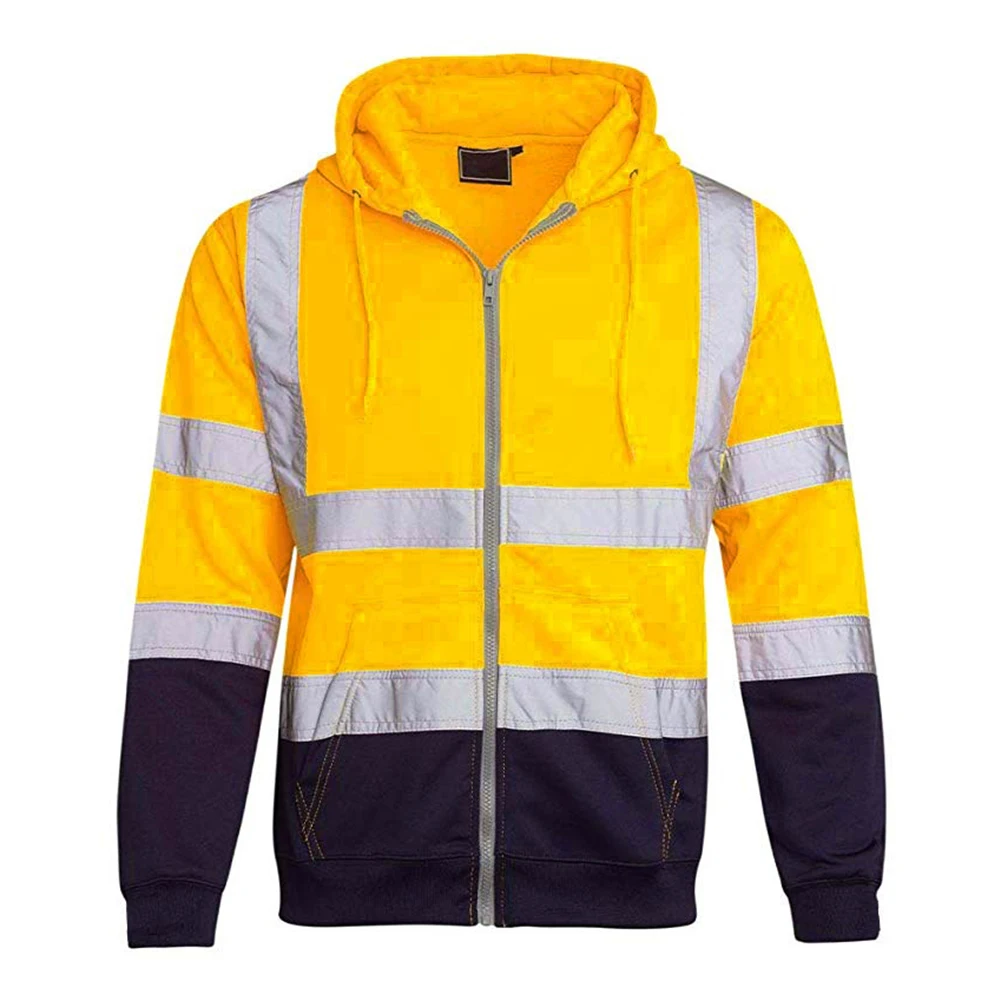 Heren hooded rits tops mode hoge zichtbaarheid reflecterend sweatshirt voor mannen bomberjack zijzakken ademende jas tops