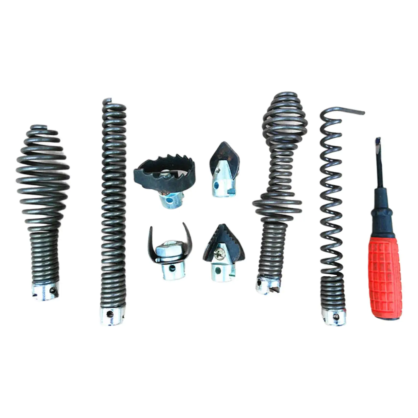 9 Drill Cutter Heads Auger Adapters Clog Remover Sectional Dredging Accessories Cleaner Combination Kit for Sewer Machine Model