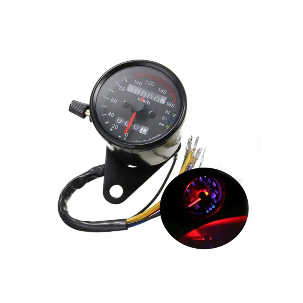 12V Motorcycle Odometer KMH Speedometer LED Backlight Black