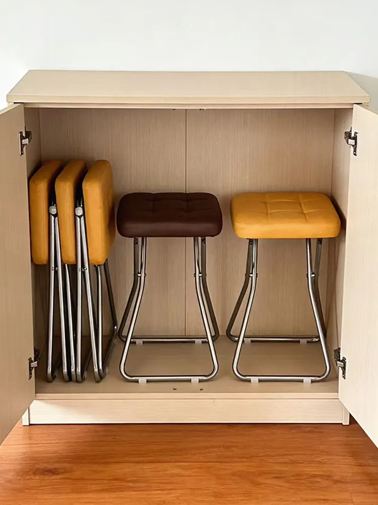 Portable Folding Stool Home Living Room Kitchen Spare Square Stool Shoe Changing Stool Space Saving Furniture