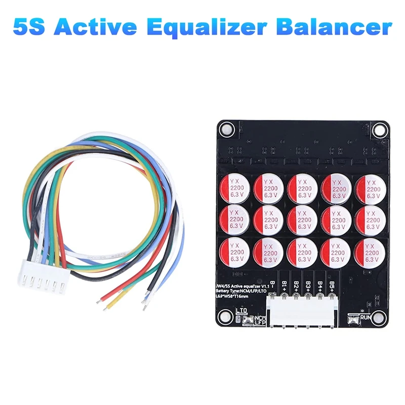 5S Active Equalizer Balancer Lifepo4 / Lipo/ LTO Battery Energy Equalization Capacitor BMS Board