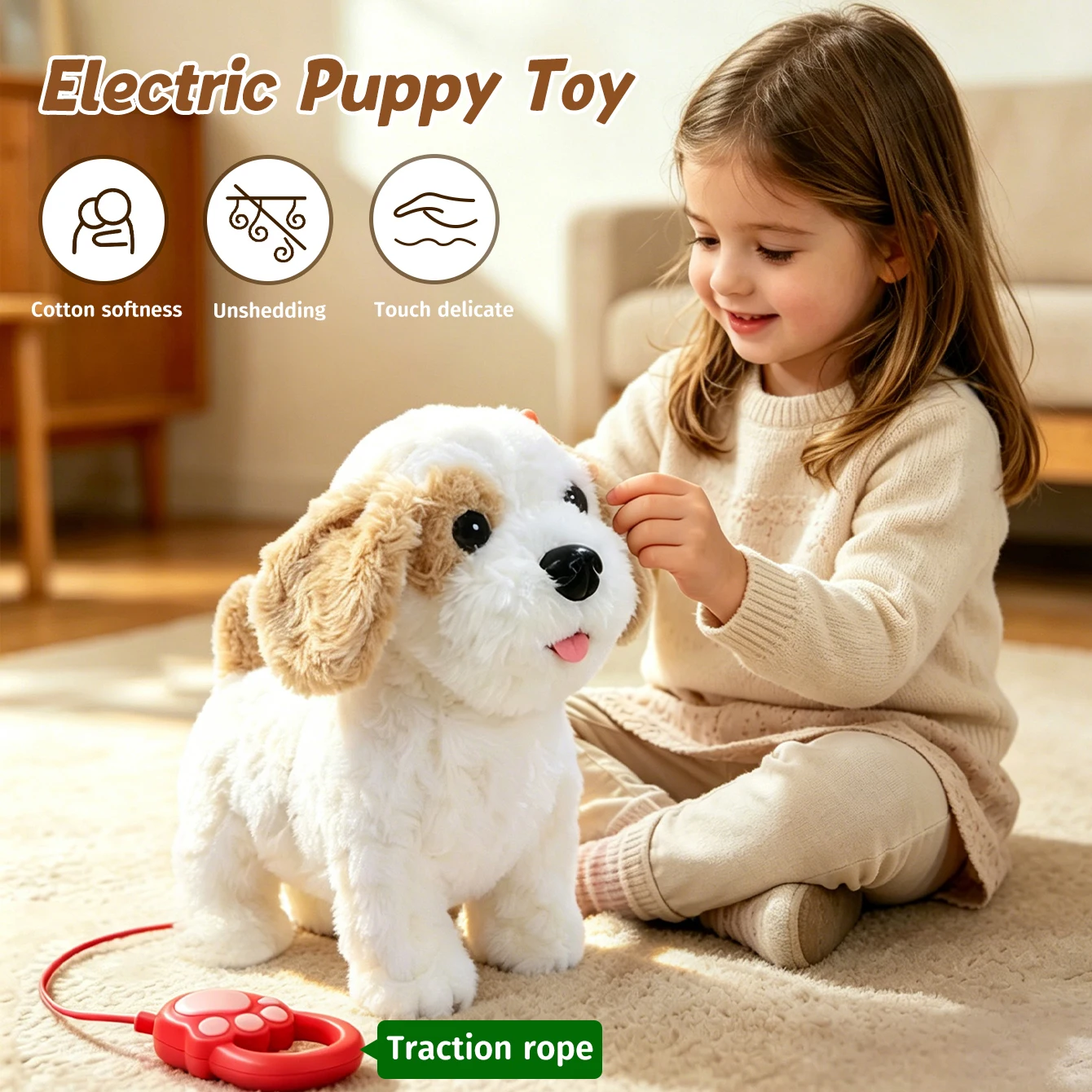 Retractable Dog Leash - 음악을 테마로 한 실물 같은 털을