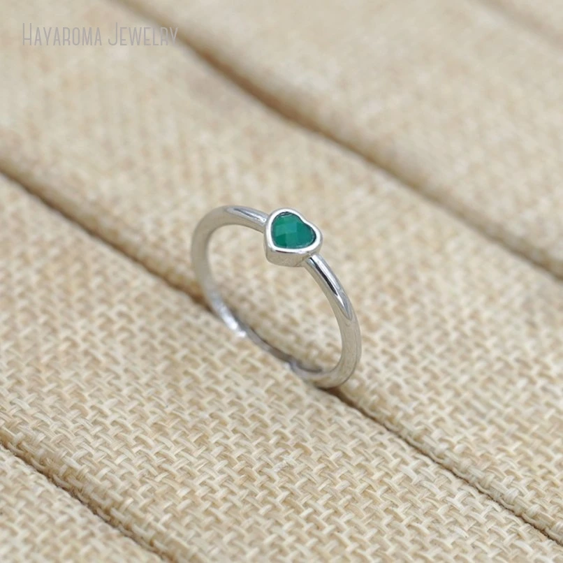 

10Pcs Faceted Wholesale Hearts Heart Shape Point Silver Color Metal Semi-precious Stone Aventurine Copper Ring RM51116