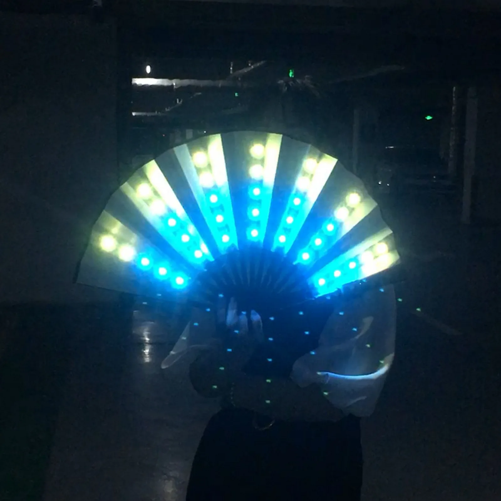 Party LED Glowing Fan Luminous Folding Fan Colorful Party/Dance LED Paper Fan Stage Performance DJ Show Light Up Fan Wedding
