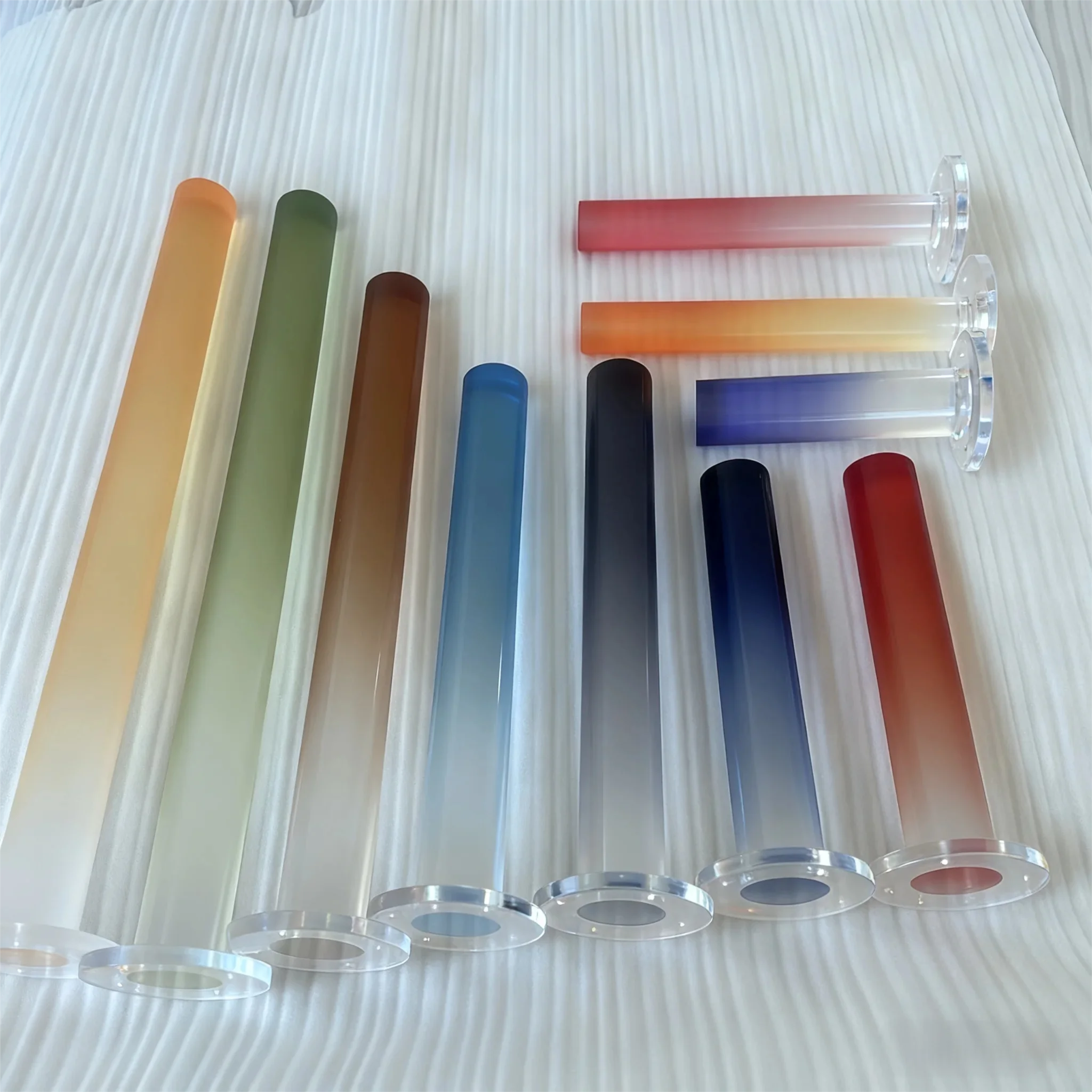2PCS 나실라이 프로스트 아크릴 도웰 로드, 1.57''x 12'' 길이 그라데이션 컬러, 원통형 라운드 바 DIY 공예용, 테이블 다리용