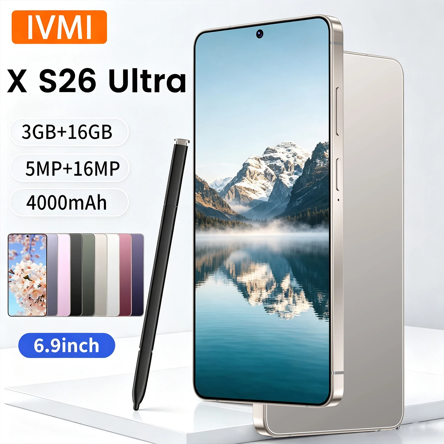 IVMI HOTX S26 Ultra Smartphone Android 3GB+16GB 6.9'' Dual SIM GPS Face Unlock 4G Network WIFI Google Play Store Mobile Phones
