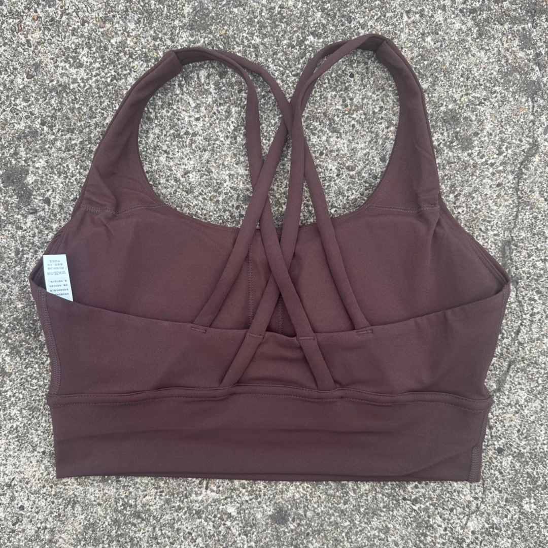 Effen kleur Zachte gekruiste rug Dames Fitness BH Panty Yoga Vest Hoge sterkte Schokbestendig Gym Sport Top Push Up met borstkussen