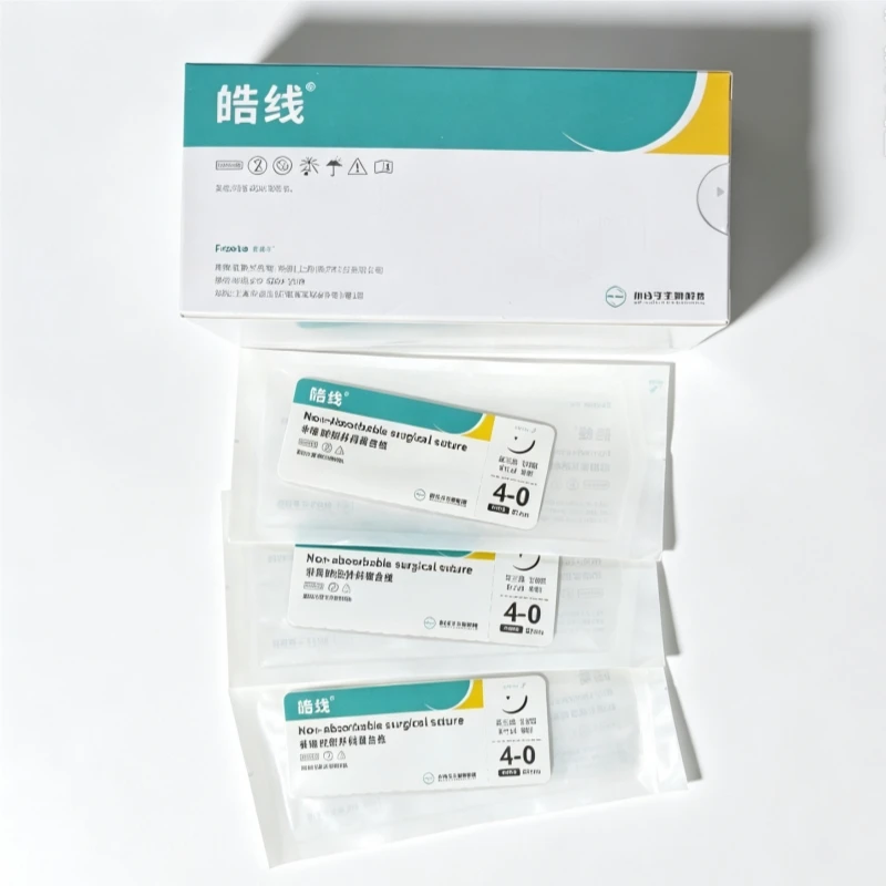 12 pieces/box of PTFE non absorbable surgical sutures, 4-0, 3/8 turn reverse cutting needles, sterile, individually packaged