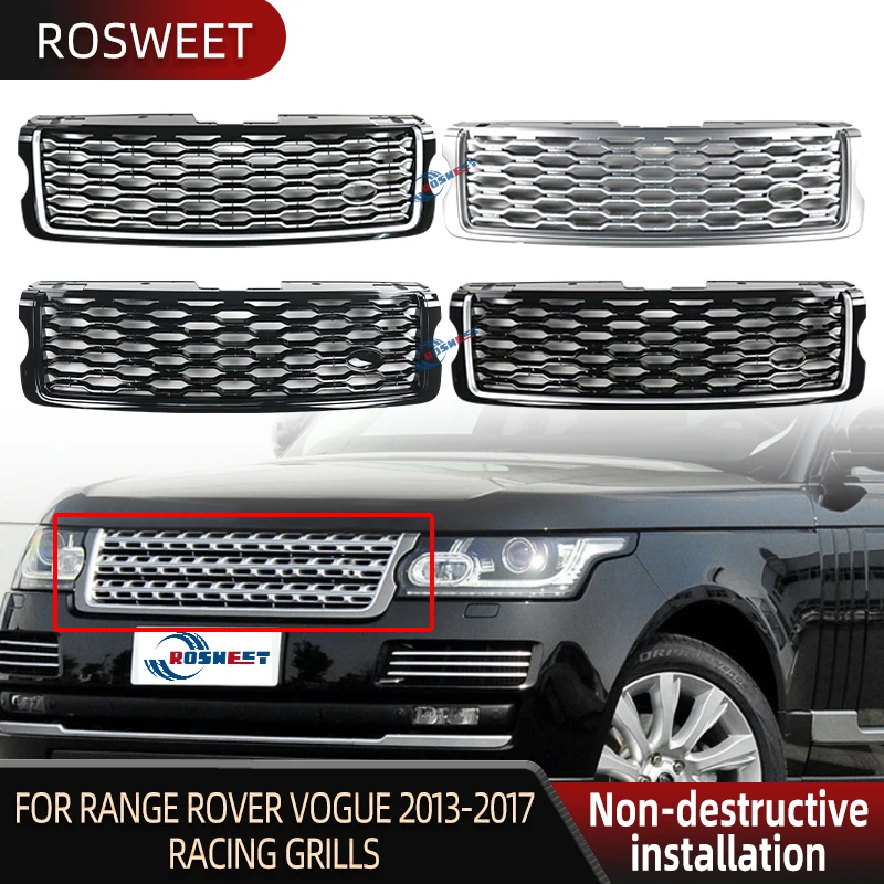 Racing Grills For Land Rover Range Rover Vogue 2013-2017 L405 Upgrade 2018-2022 Style Front Bumper Grille