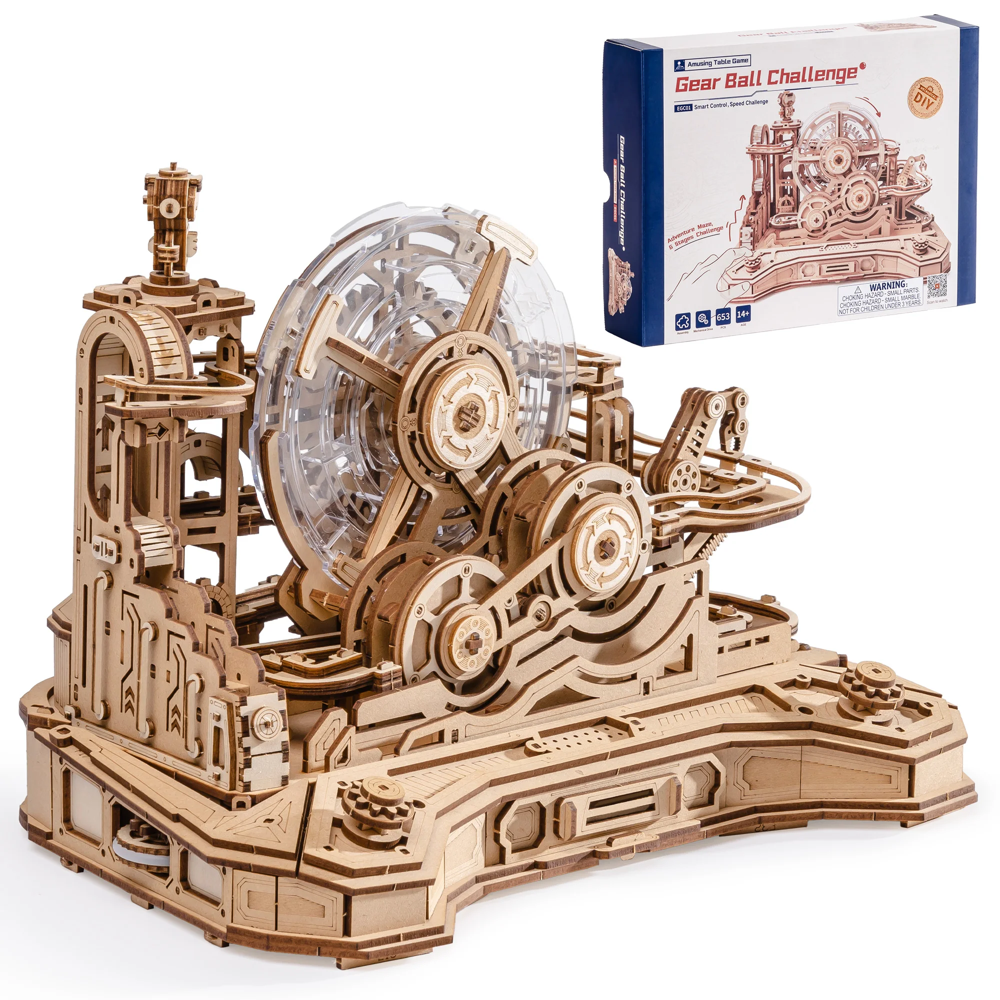 

Деревянный 3D-пазл ROKR - Конструктор механической пинбольной трассы, игра-головоломка с шариками и шестеренками, подарок для взрослых, игрушка для сборки