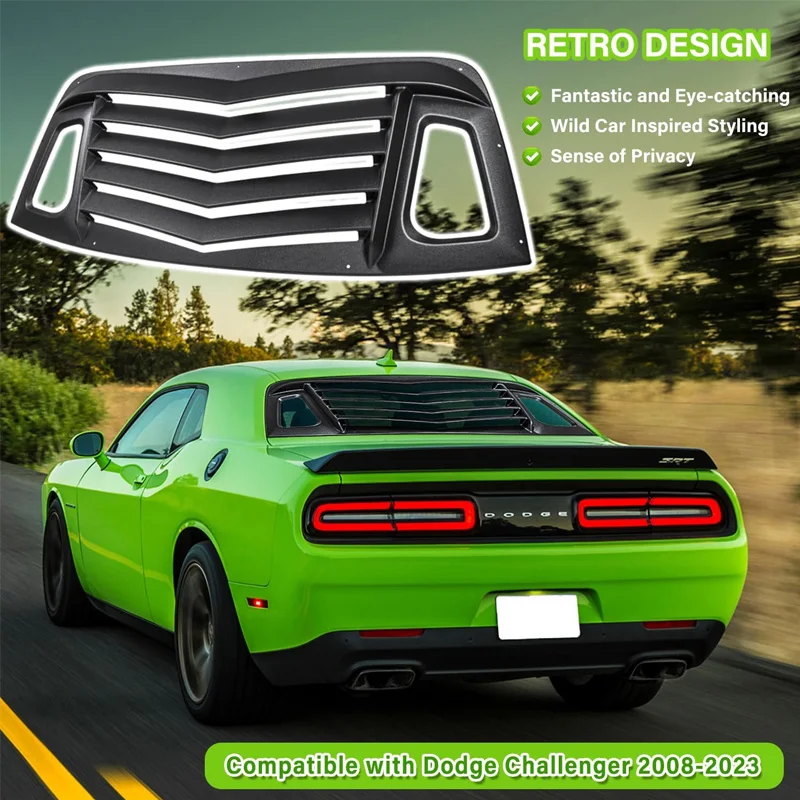 

Жалюза заднего стекла подходит для Dodge Challenger 2008-2023, солнцезащитная козырек на лобовое стекло, изготовленная на заказ, ABS в стиле GT Lambo (матовый черный)
