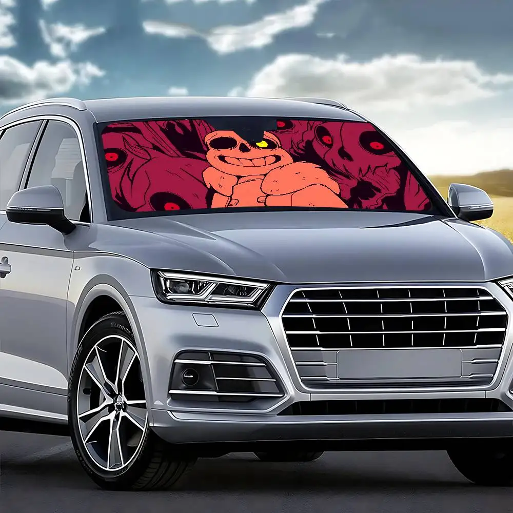 U-Undertale سيارة ظلة غطاء الزجاج الأمامي حماية من الأشعة فوق البنفسجية اكسسوارات السيارات قناع للسيارات