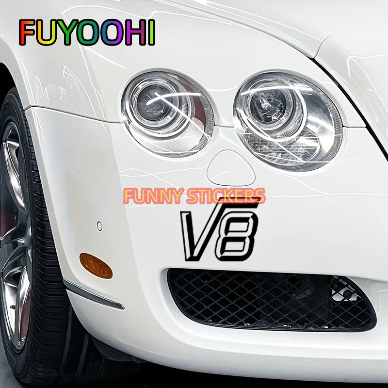 FUYOOHI V8 Sticker Car Decal, Outdoor Rated Vinyl Decal For Windows, Bumpers, Laptops Or Crafts