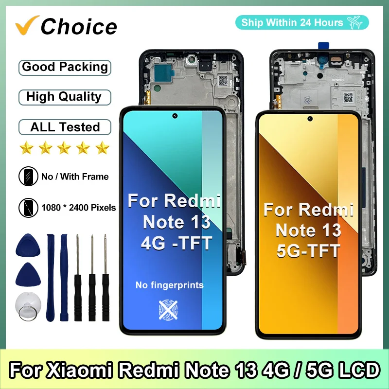 TFT LCD For Xiaomi Redmi Note 13 4G Display 23129RAA4G Digital Touch Screen For Redmi Note13 5G LCD 2312DRAABG Replacement Parts