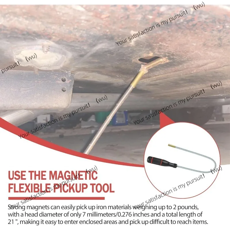 Flexible Magnetic Pickup Tool with Suction Cup Bendable Snake for Dropped Items Sink Drain Retrieval Metal Parts