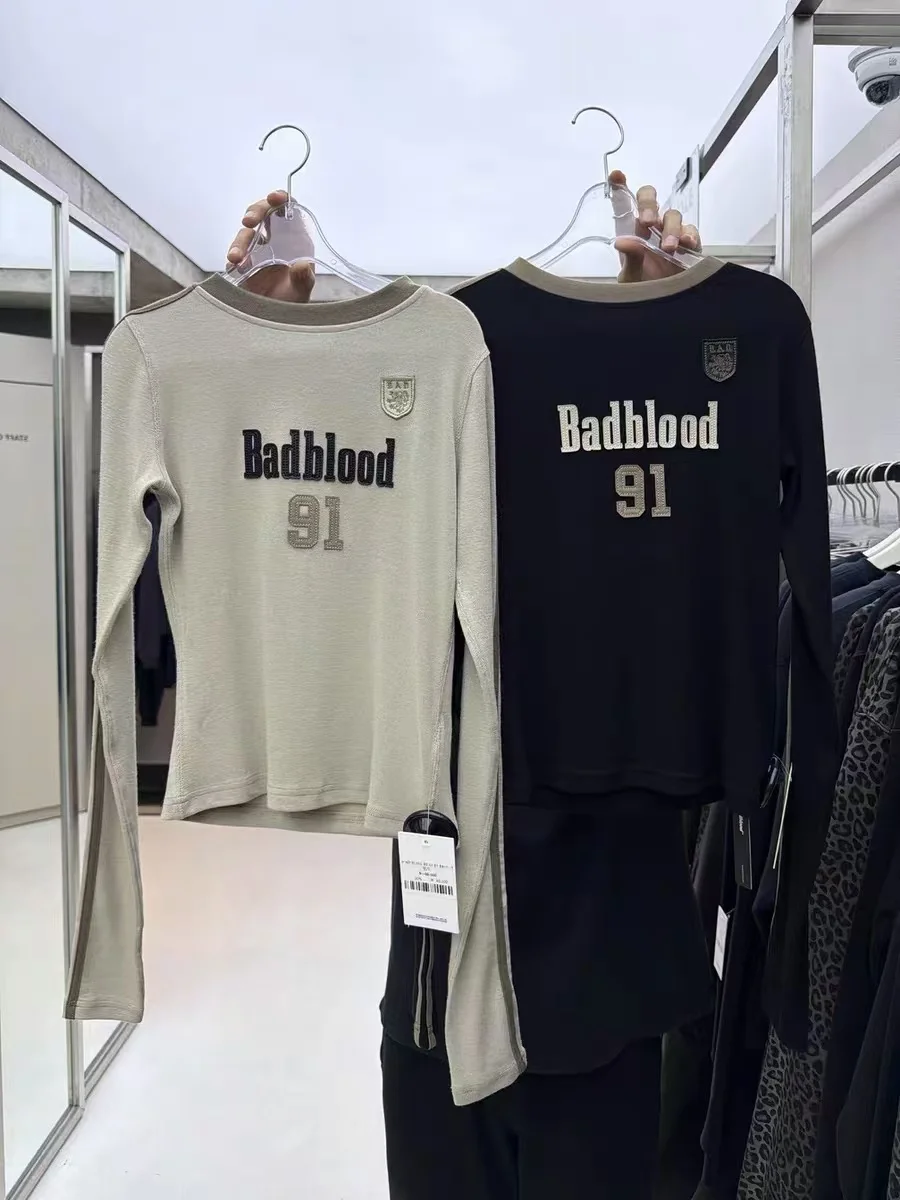 

Длинная футболка с вышивкой в стиле ретро, женская круглая футболка Ne Color Blo Top, повседневная хлопковая мода для женщин