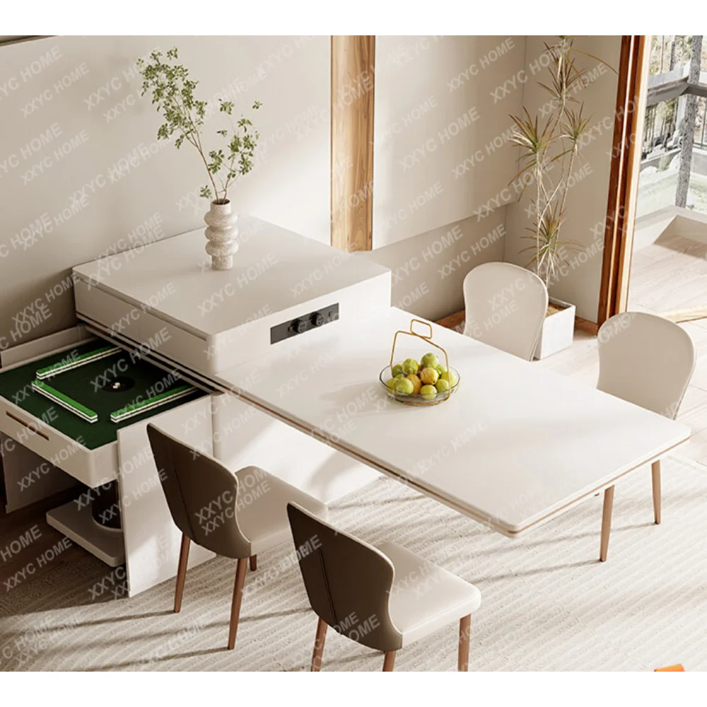 

Mahjong Table Double-Use Combination Modern Simple Home Stone Plate Cream Style Advanced Multi-Functional Mahjong Table