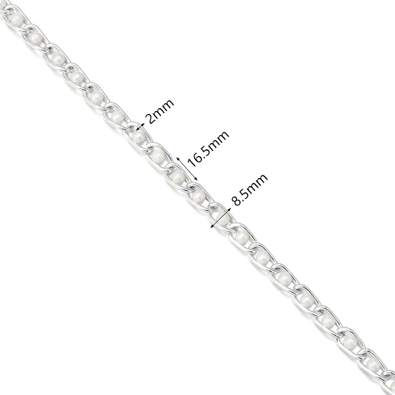 5 Yards/Roll Aluminum Clip Pearl Chain Imitated Pearl Bag Chains Twisted Link Chain  For DIY Jewelry Making Necklace Bracelet