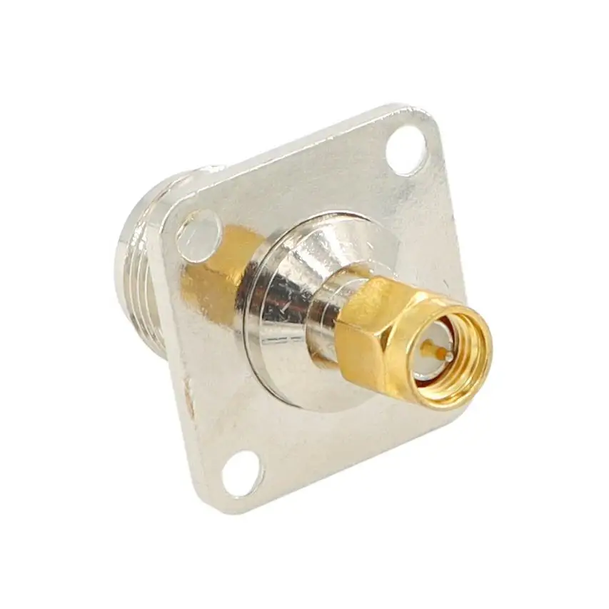 SMA male to N Female Connector with 4 Hole Flange Panel RF Coax Coaxial Adapter