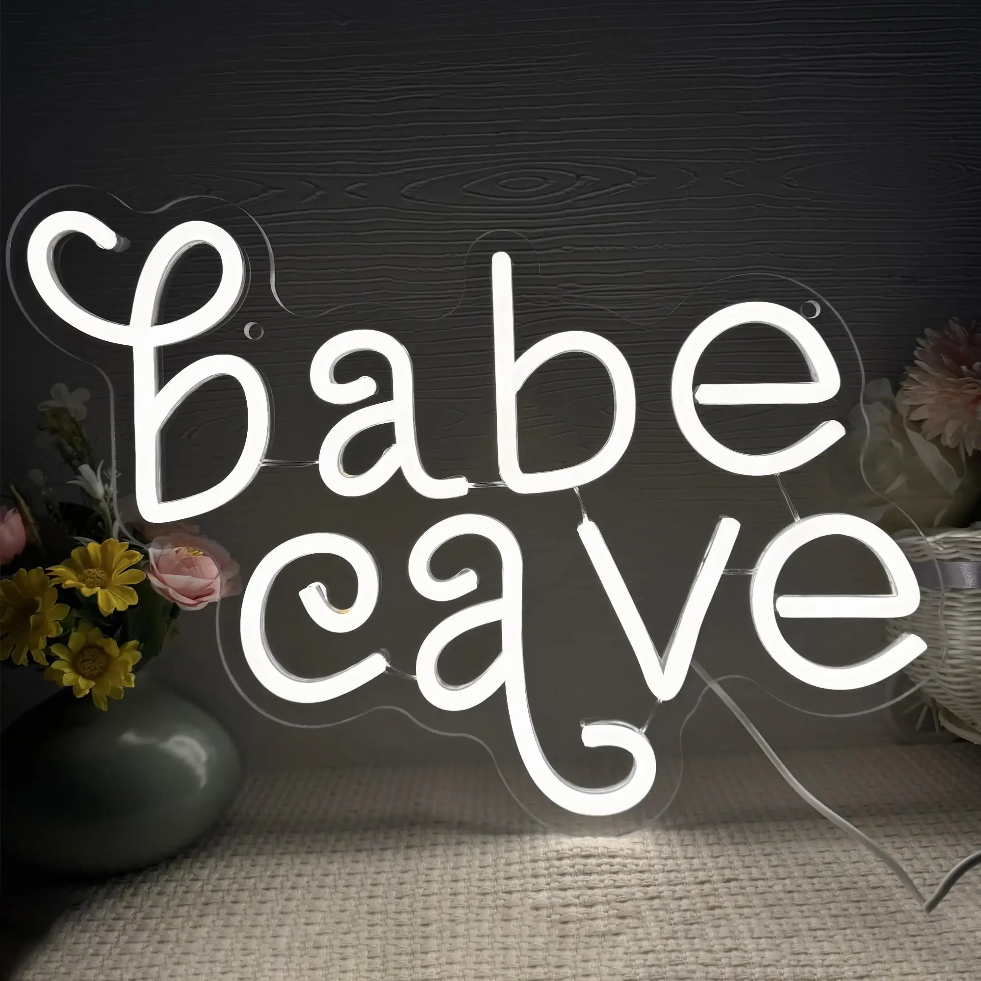 

Неоновая вывеска Babe Cave с питанием от USB, подарки для детей, светодиодный неоновый светильник с регулировкой яркости для спальни, туалетного столика, комнаты для девочек, общежития, игровой комнаты, женственный декор