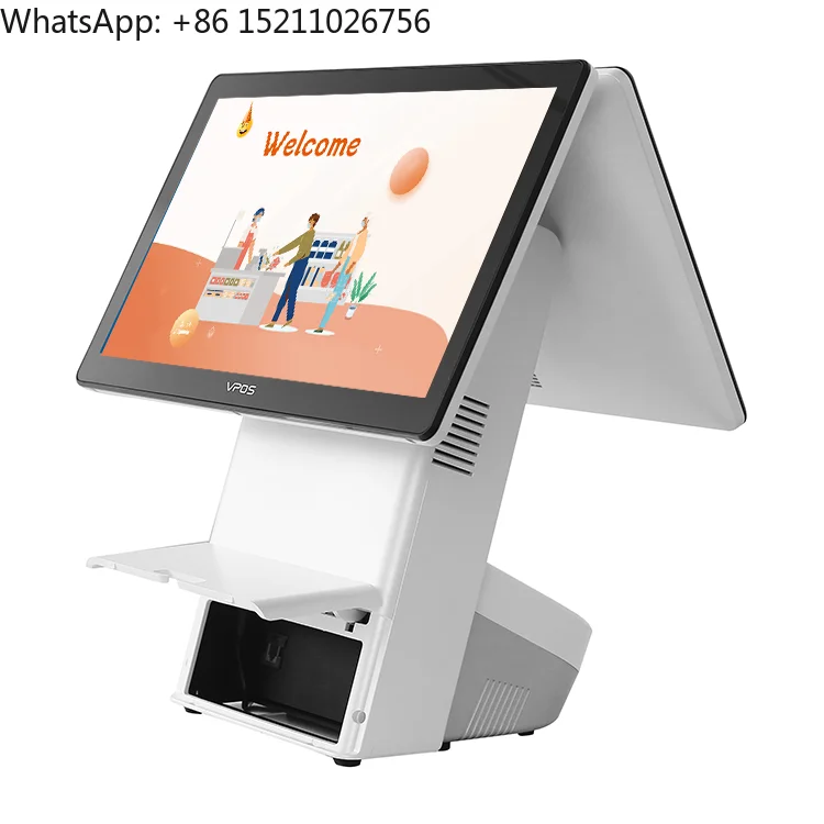 آلة نقاط البيع الكل في واحد لسطح المكتب مع طابعة حرارية محطة فواتير غير متصلة بالإنترنت وشاشة مزدوجة تعمل باللمس ونظام Windows 11 Pos