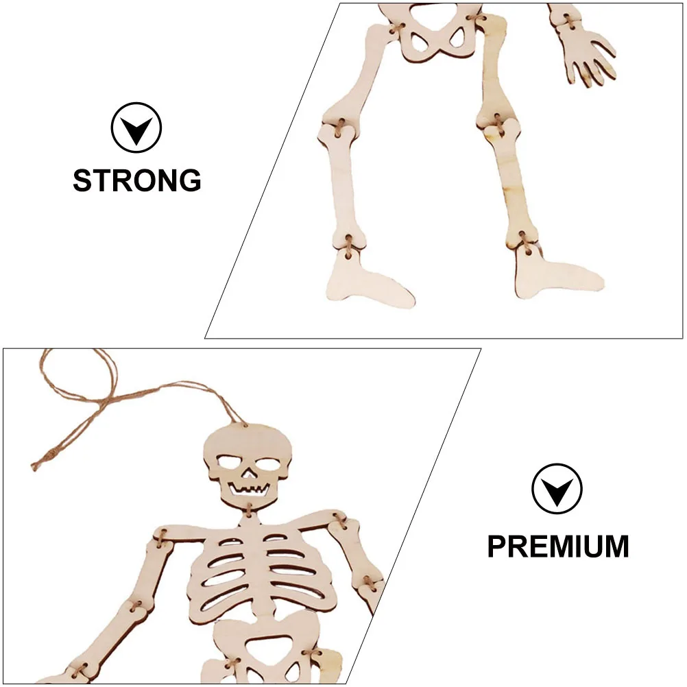 

1set Wooden Hanging Adornment Halloween Decor Skull Shaped Festival Props Party Scene Layout Supplies