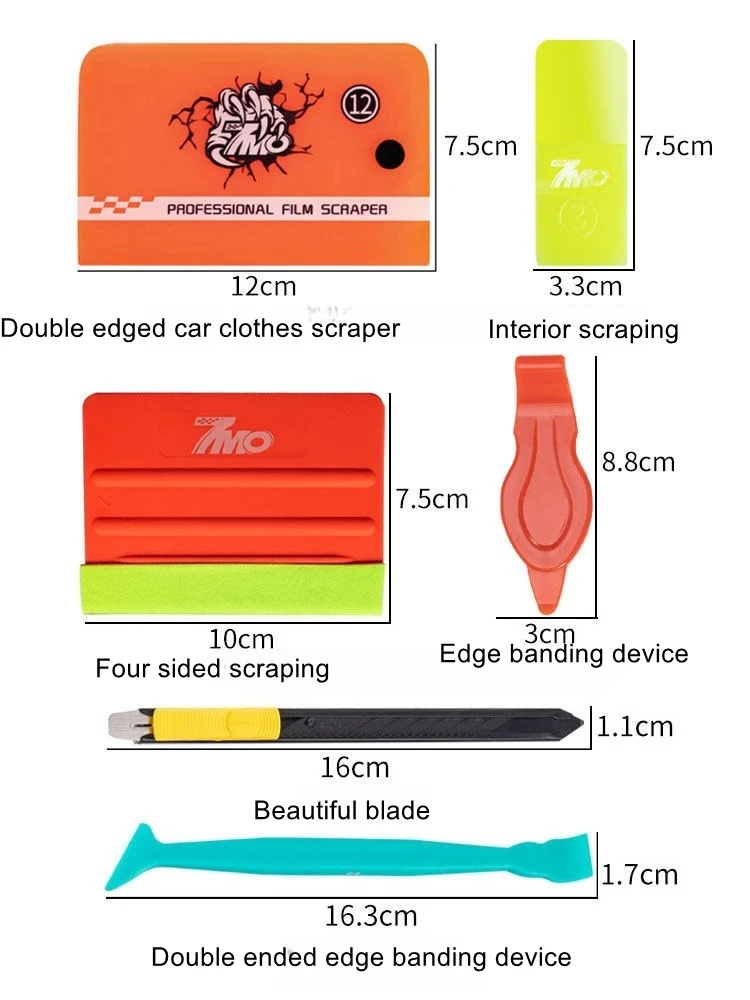 Car color changing film tool set, car clothing professional tool set, film sticking scraper complete set, special toolbox