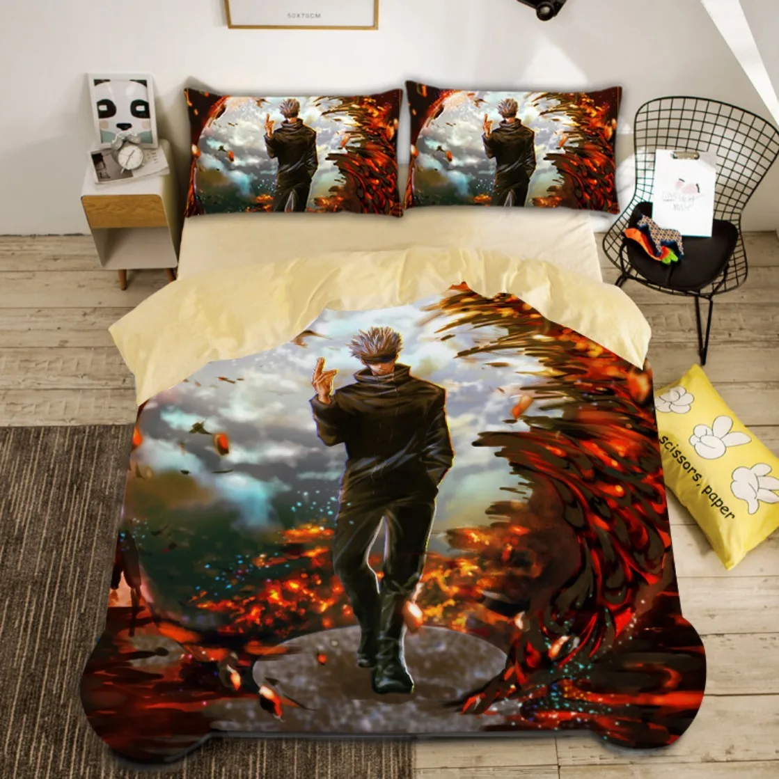 Japan Anime Jujutsu Kaisen Bedding Set Boys 3D Printed Duvet Covers with Pillow Case Twin Queen King Single Size