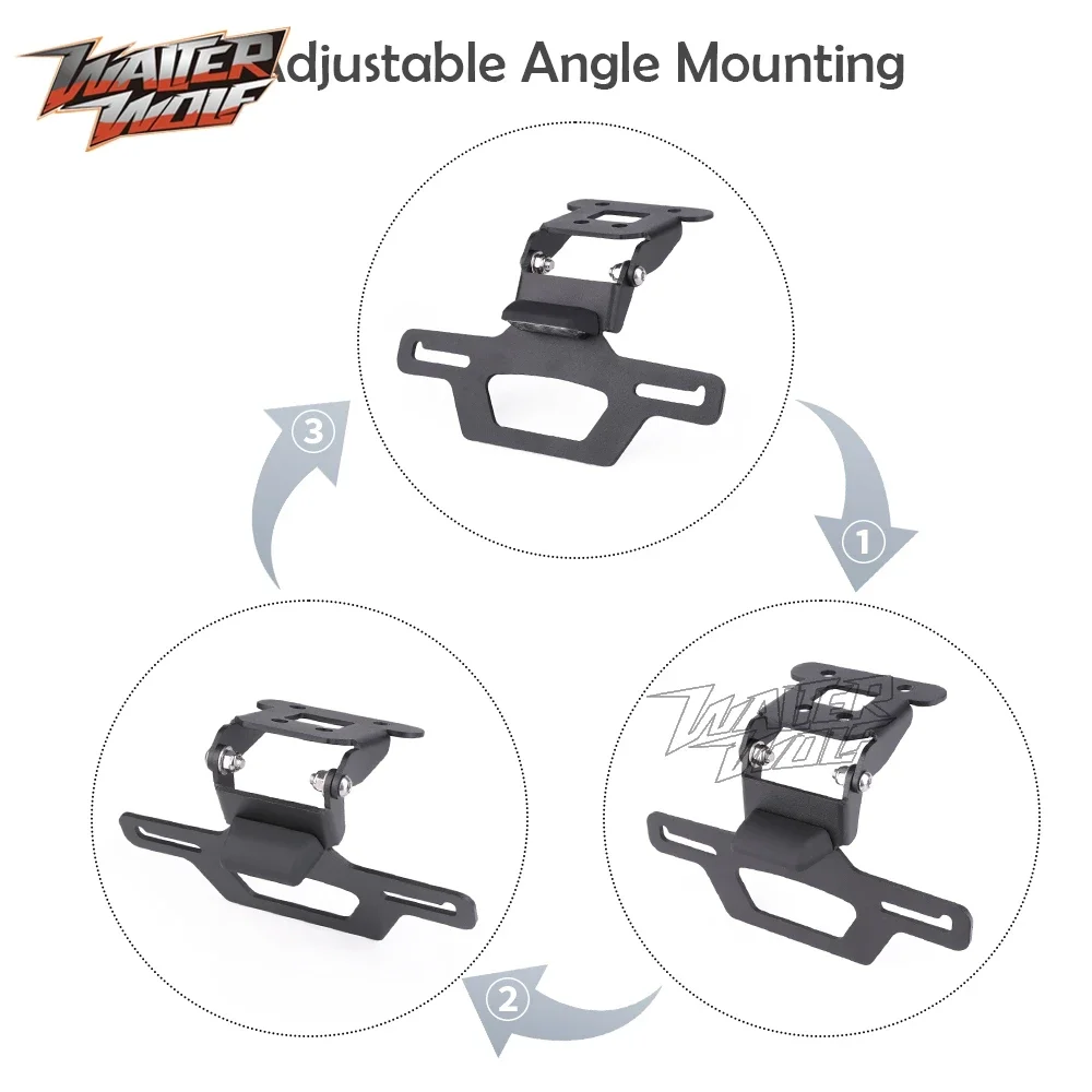 2018-2024 Z400 Z300 Z250 soporte de placa de matrícula limpio trasero soporte de registro plegable para Kawasaki Ninja 250 400 EX400 EX250