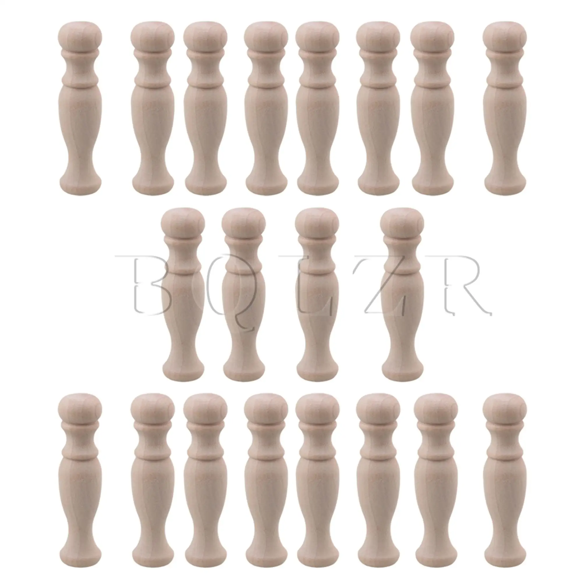 BQLZR 20PCS Wooden Craft Decorative Art Wood Spindles 7x1.8cm/7.5x1.8cm/4x1.8cm