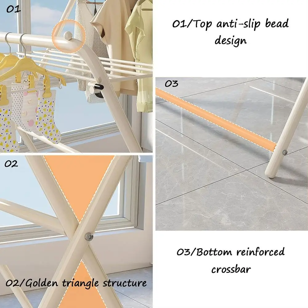 Adjustable Folding Clothes Drying Rack with Storage, Compact Design for Indoor/Outdoor Use (White)
