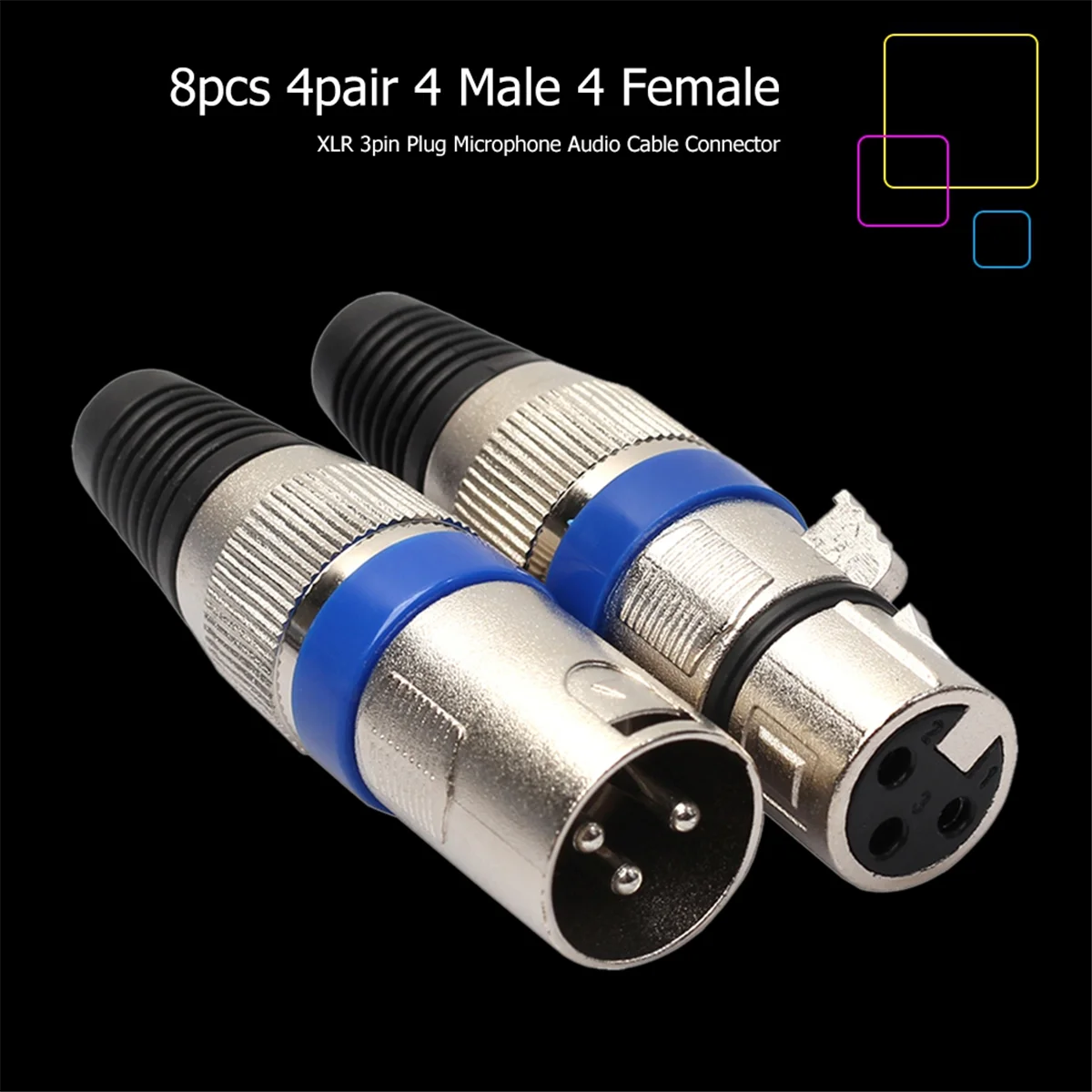 

Upgraded 8 pairs XLR Connector 3Pin Audio Microphone MIC XLR Male Plug